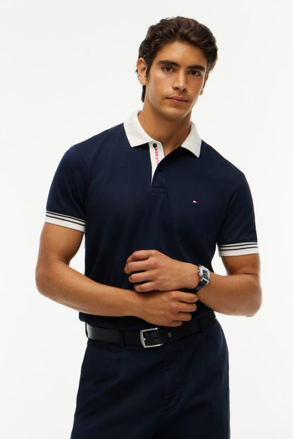 Tommy Hilfiger 44658 Interlock Placket Regular Fit Polo Shirt Navy Blue