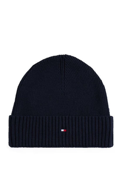 Tommy Hilfiger Flag Pima Cotton Cashmere Beanie in Space Blue