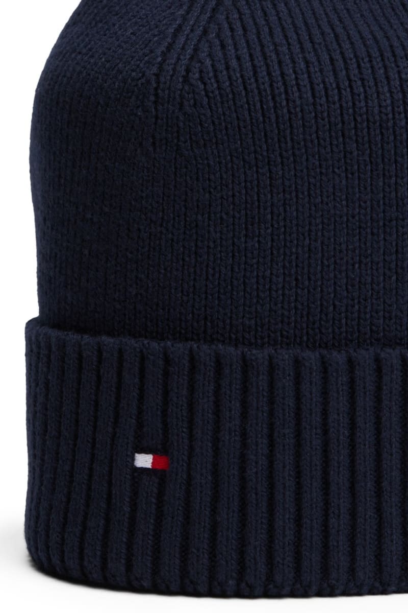 Tommy Hilfiger Flag Pima Cotton Cashmere Beanie in Space Blue