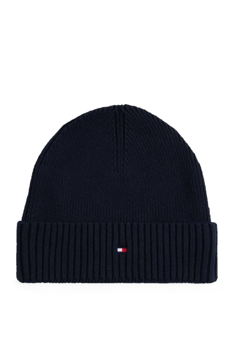 Tommy Hilfiger Flag Pima Cotton Cashmere Beanie in Space Blue