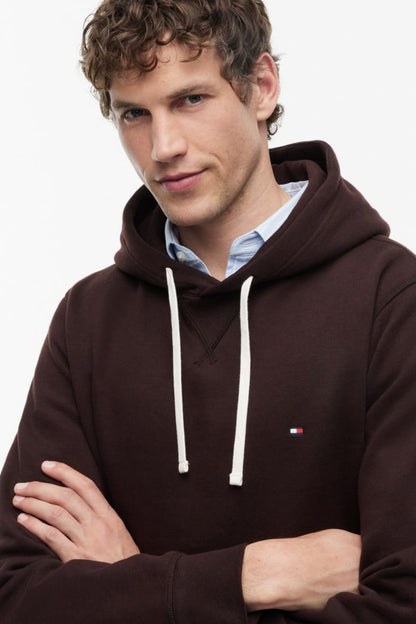 Tommy Hilfiger MW0MW39997 Essential Regular Fit Fleece Hoodie Chocolate