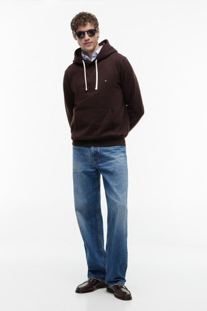Tommy Hilfiger MW0MW39997 Essential Regular Fit Fleece Hoodie Chocolate