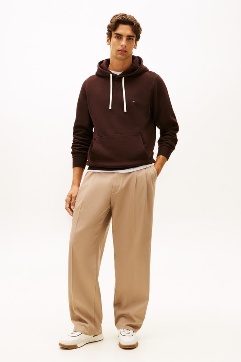 Tommy Hilfiger MW0MW39997 Essential Regular Fit Fleece Hoodie Chocolate