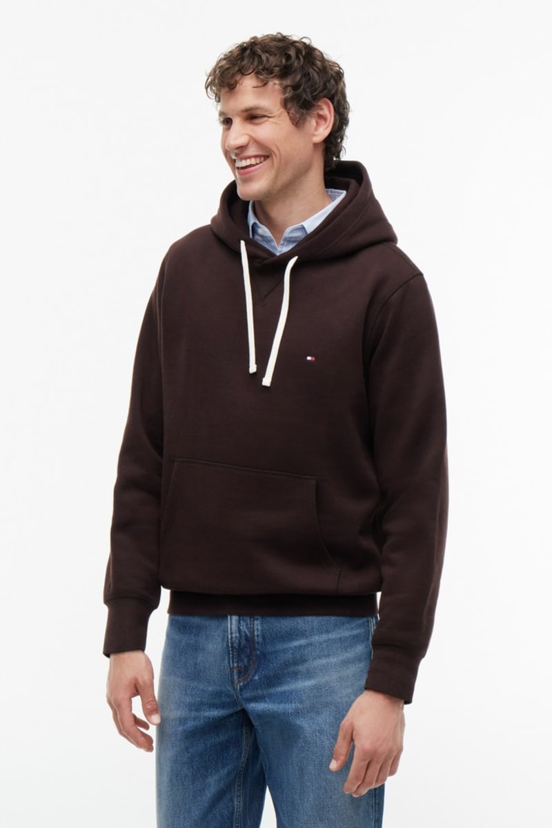 Tommy Hilfiger MW0MW39997 Essential Regular Fit Fleece Hoodie Chocolate