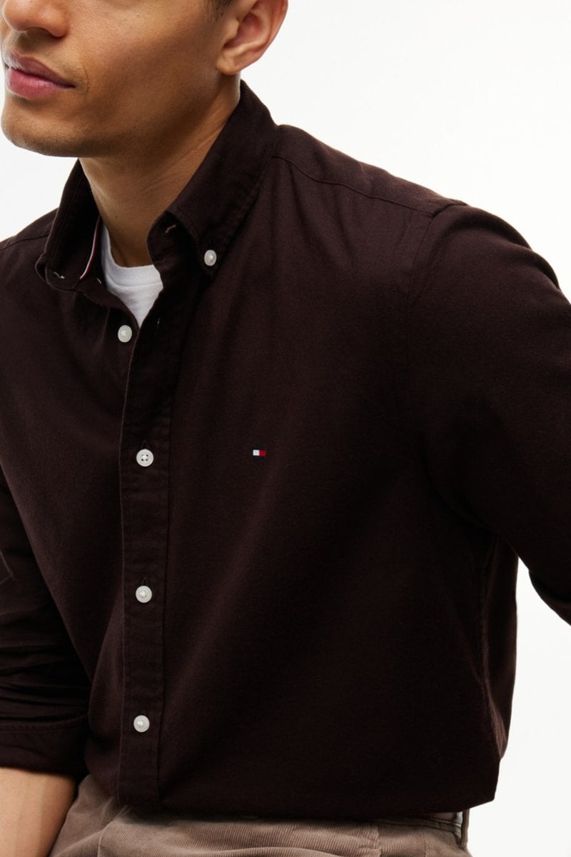 Tommy Hilfiger 40469 Regular Fit Flex Flannel Shirt Chocolate