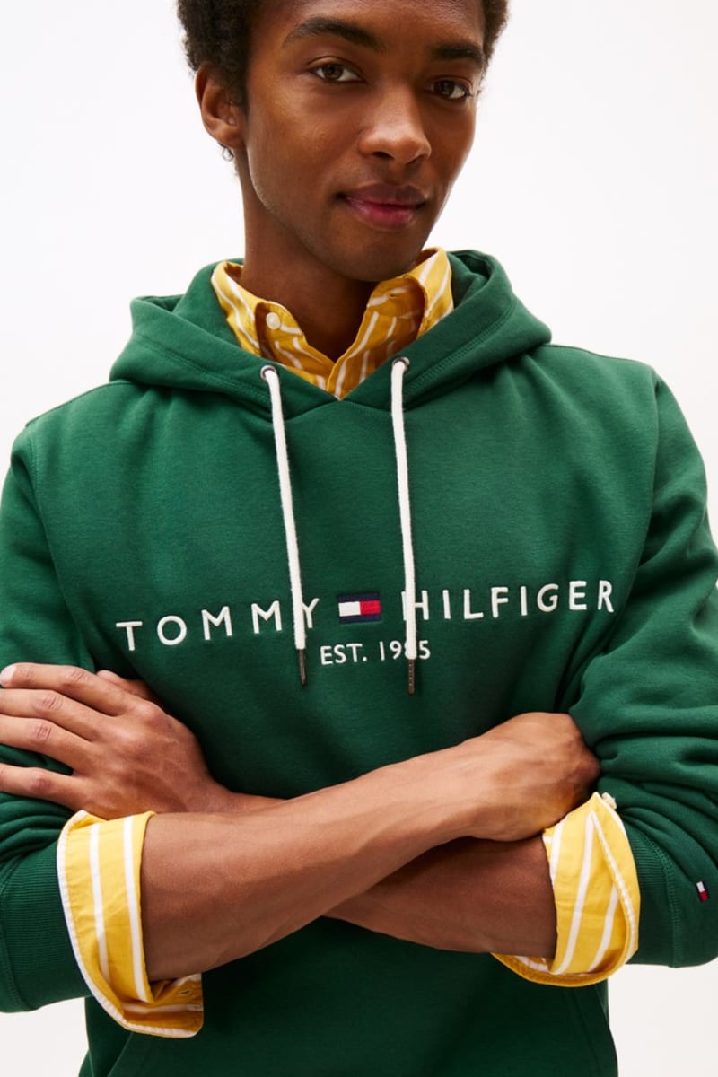 Hilfiger Logo Hoody Aw26 - ORNA GREEN