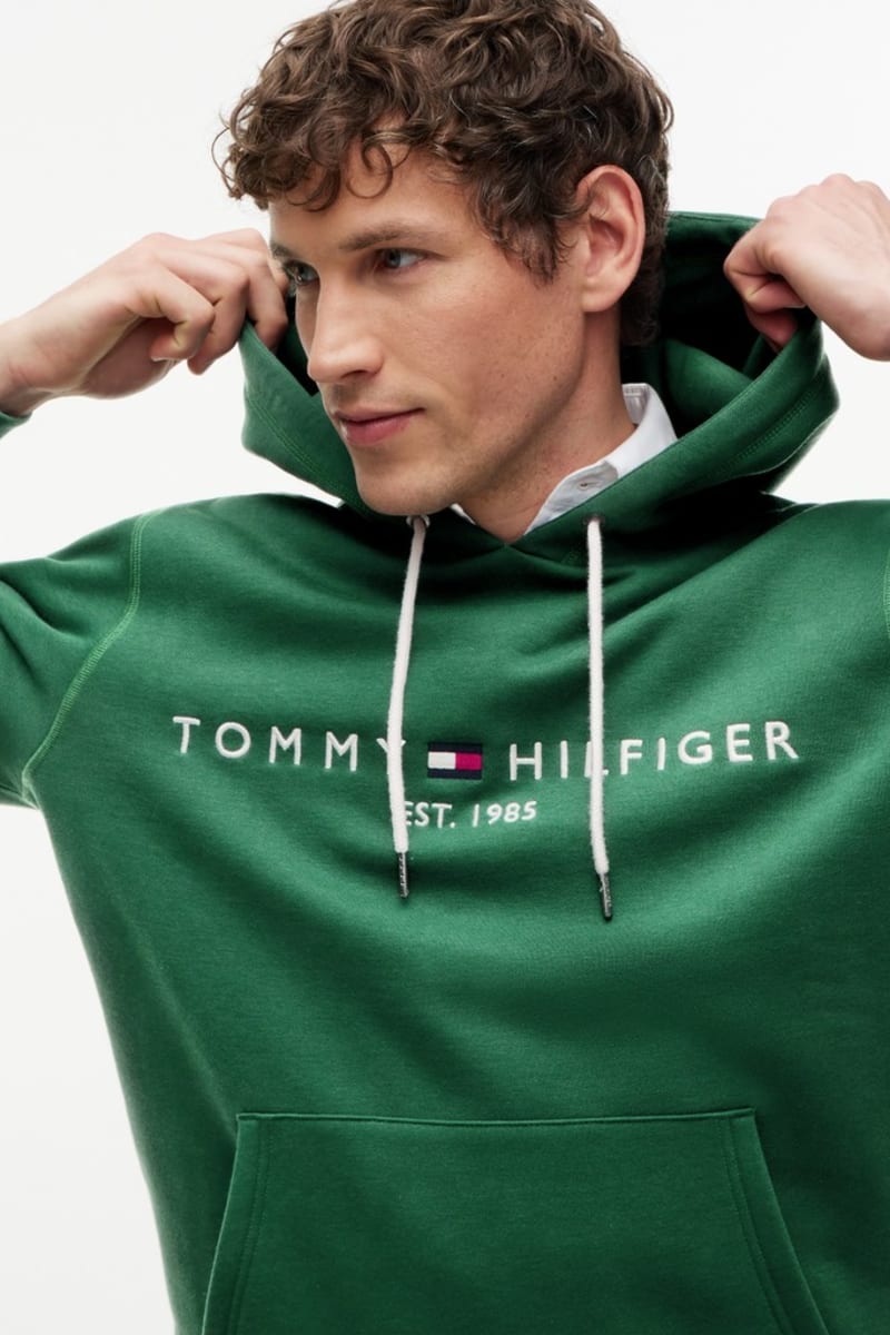 Hilfiger Logo Hoody Aw26 - ORNA GREEN