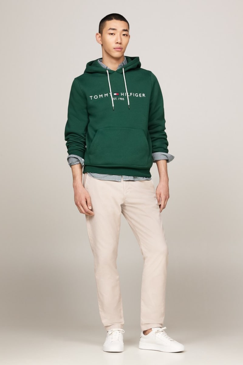 Hilfiger Logo Hoody Aw26 - ORNA GREEN