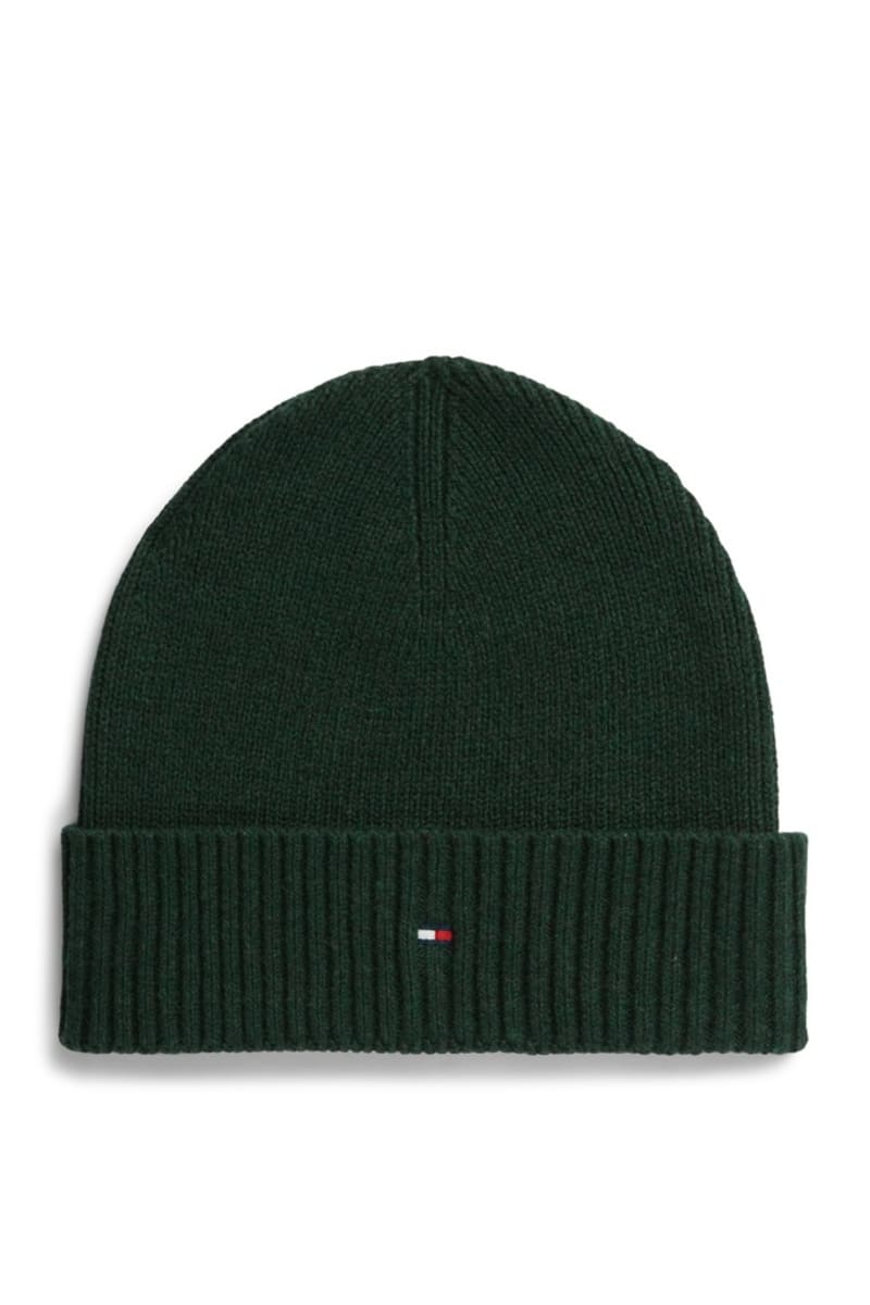 Tommy Hilfiger Flag Pima Cotton Cashmere Beanie in Emerald