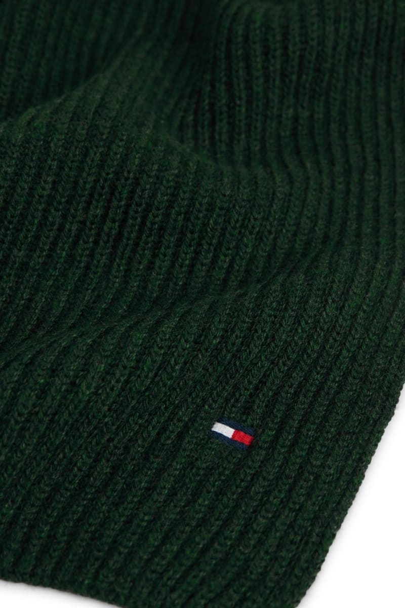 Tommy Hilfiger Flag Pima Cotton Cashmere Scarf in Emerald, flag embroidery detail