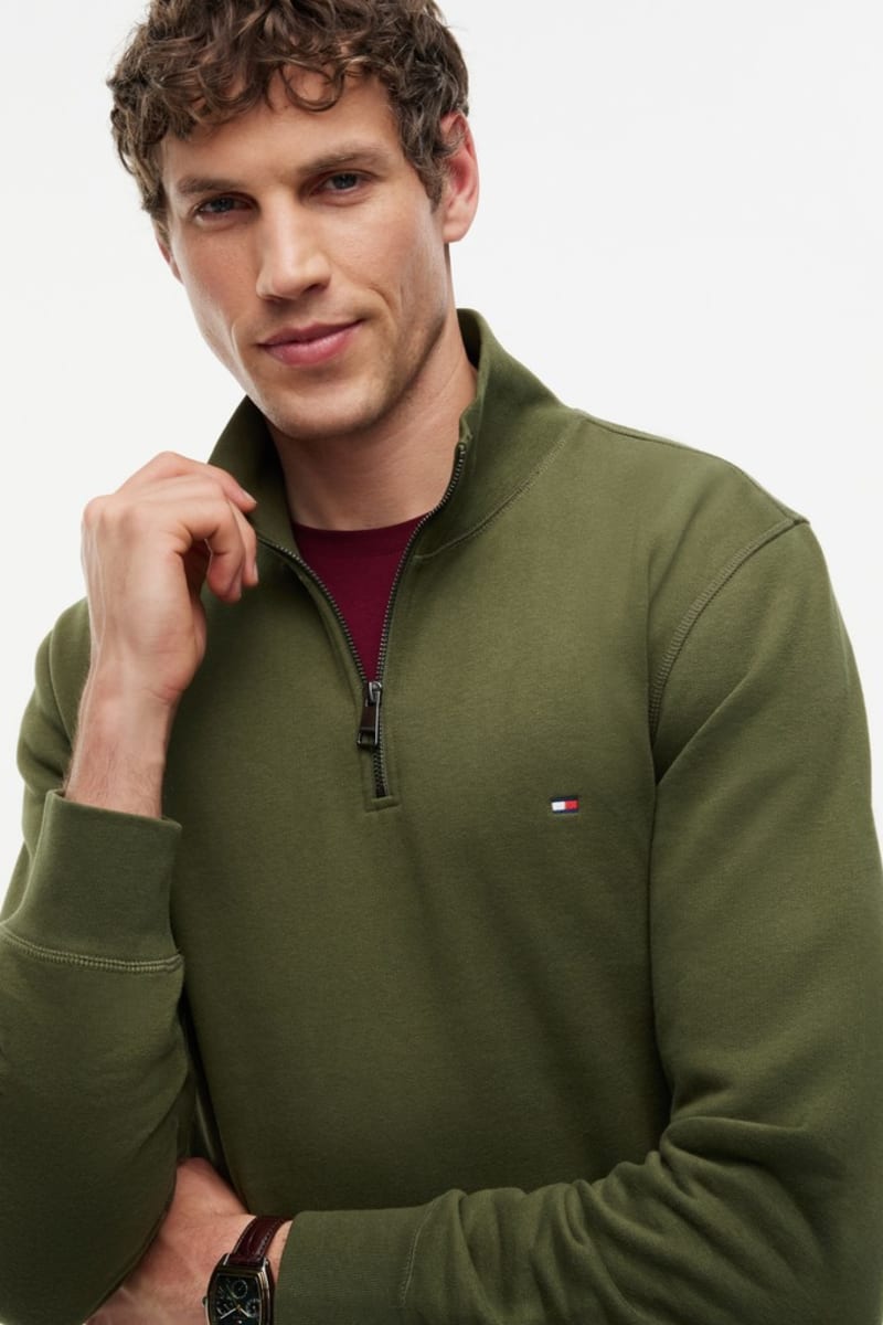 Hilfiger Ess Fleece 1/4 Aw26 - HUNT GREE