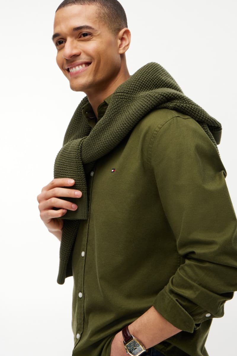 Tommy Hilfiger 40469 Regular Fit Flex Flannel Shirt Huntsman Green