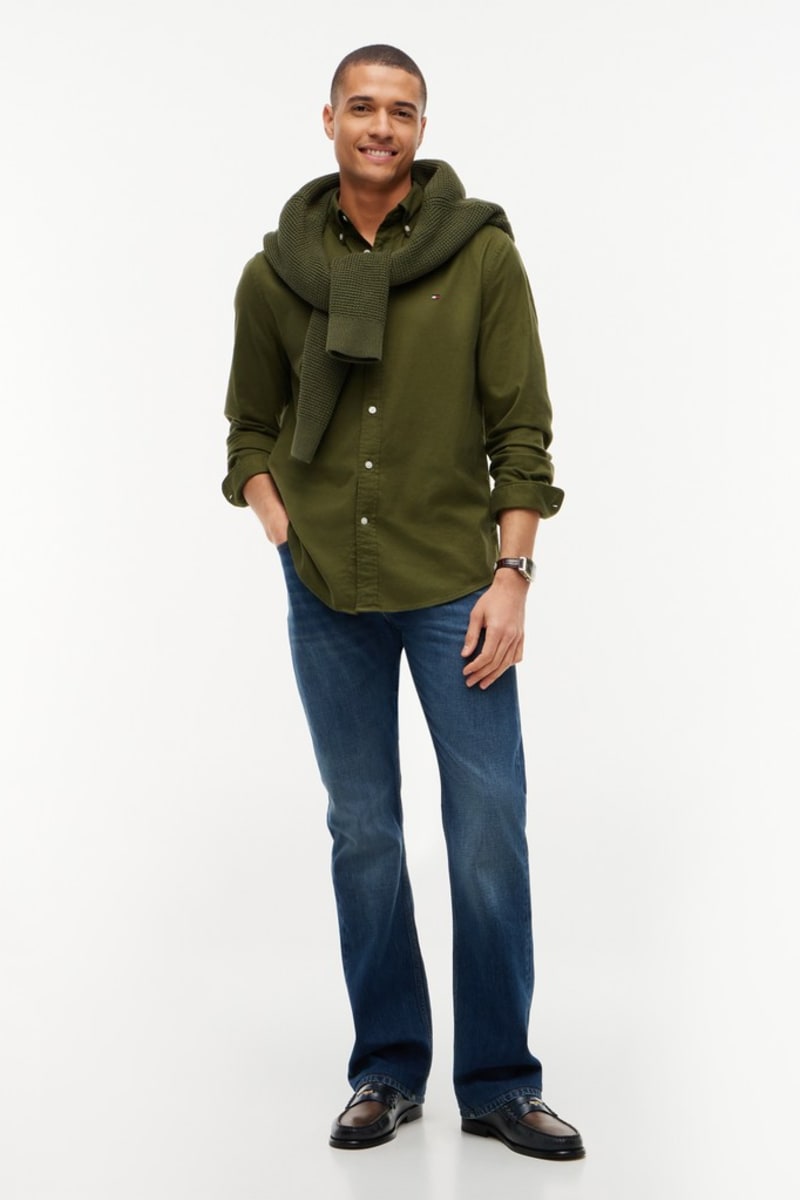 Tommy Hilfiger 40469 Regular Fit Flex Flannel Shirt Huntsman Green