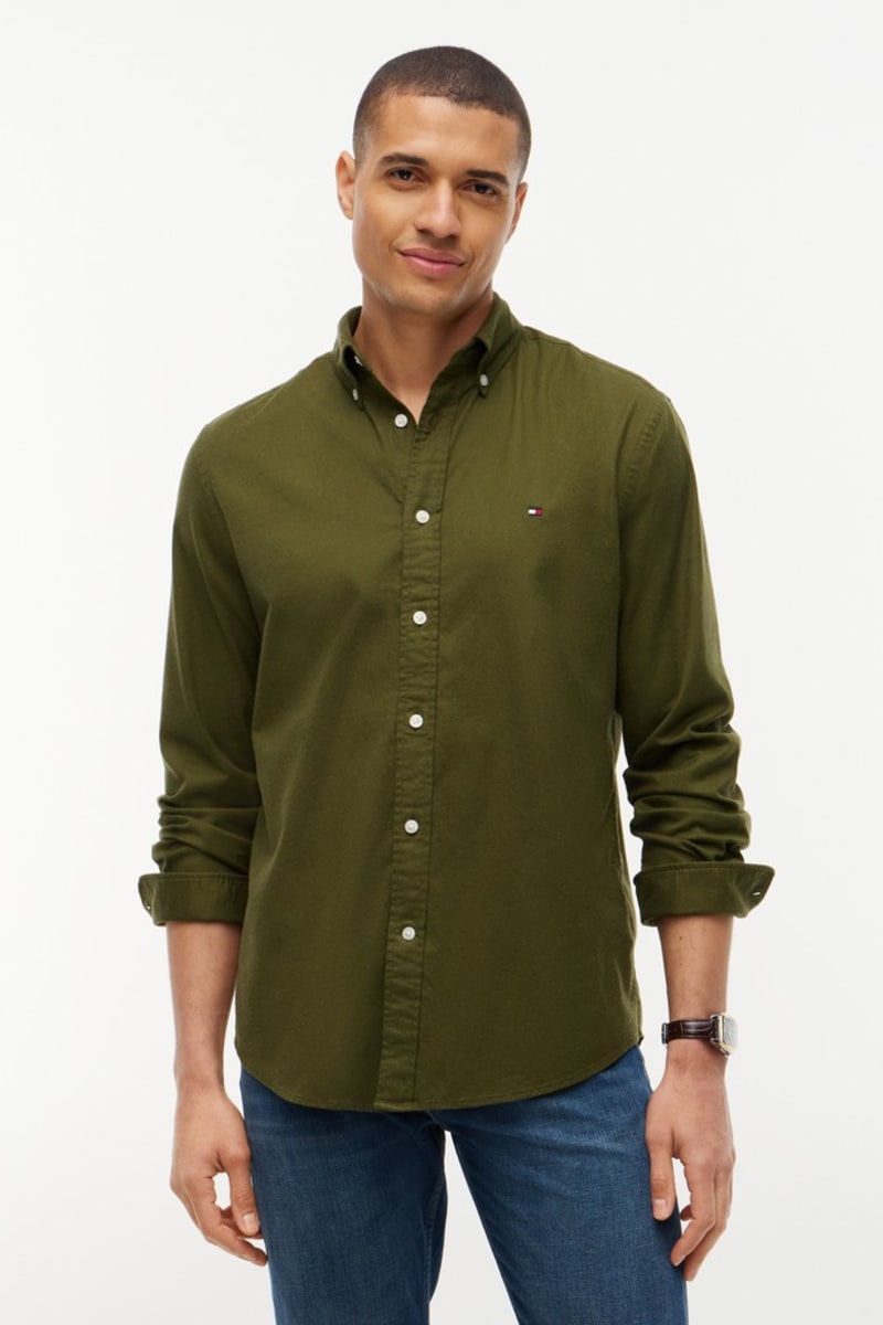 Tommy Hilfiger 40469 Regular Fit Flex Flannel Shirt Huntsman Green