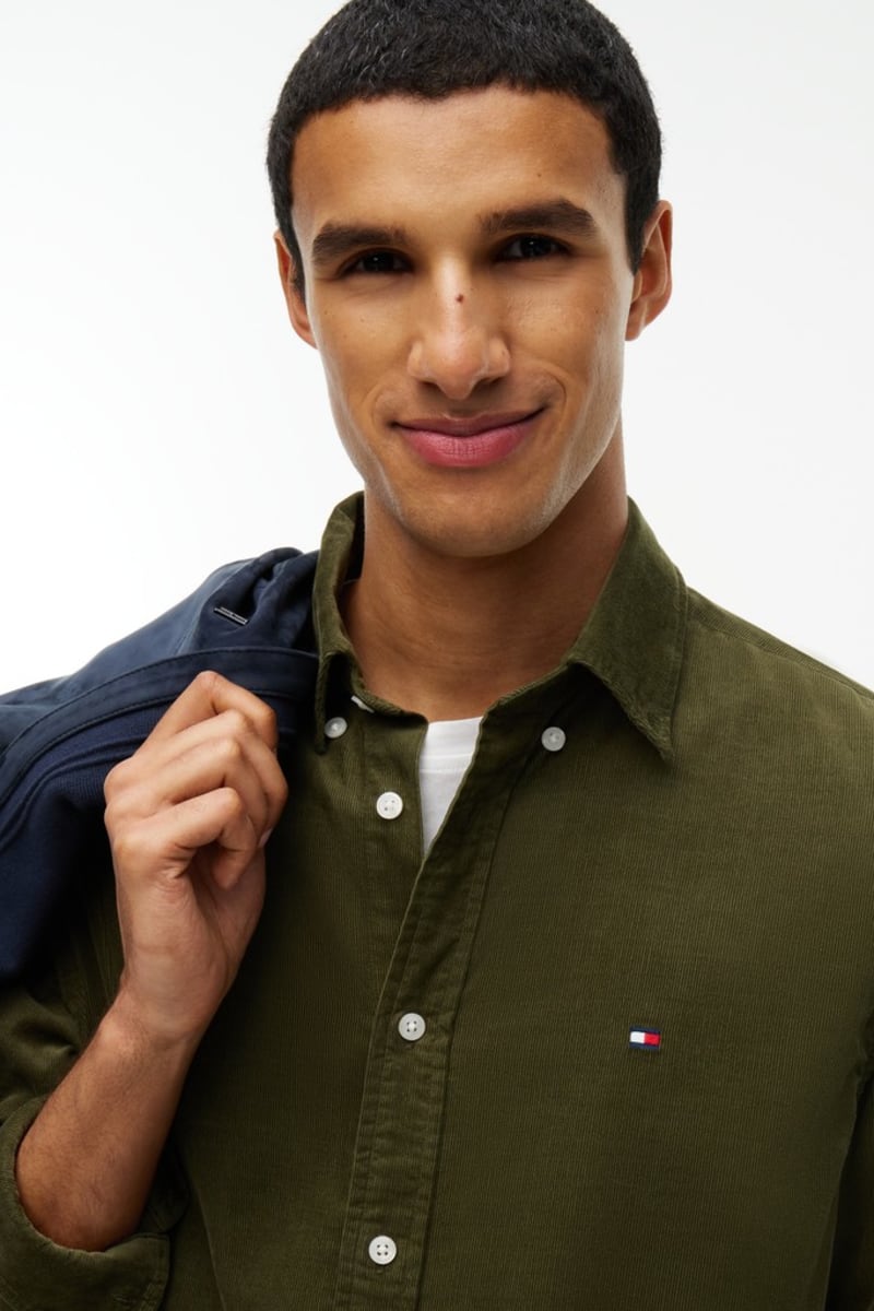 Tommy Hilfiger 40486 Regular Fit Corduroy Shirt Huntsman Green