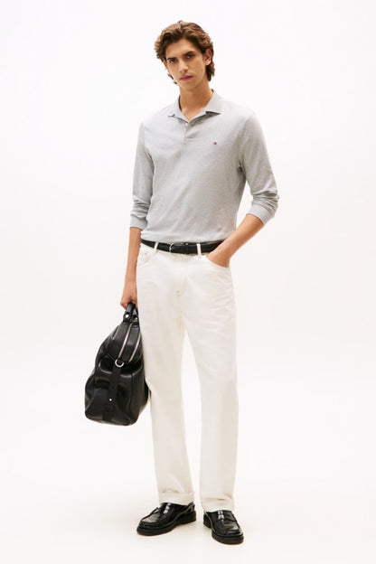 Tommy Hilfiger 37317 Liquid Cotton Long Sleeve Regular Fit Polo Shirt Light Grey Heather