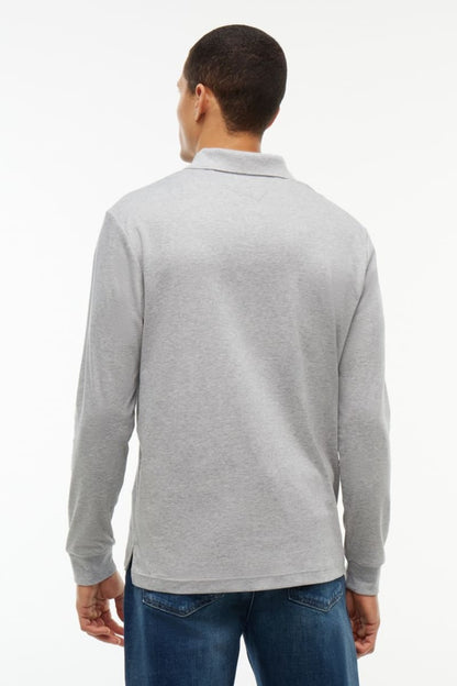 Tommy Hilfiger 37317 Liquid Cotton Long Sleeve Regular Fit Polo Shirt Light Grey Heather