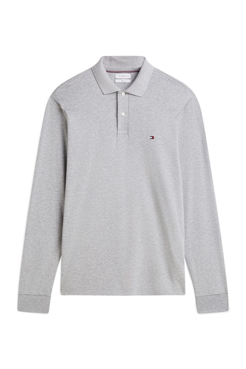 Tommy Hilfiger 37317 Liquid Cotton Long Sleeve Regular Fit Polo Shirt Light Grey Heather