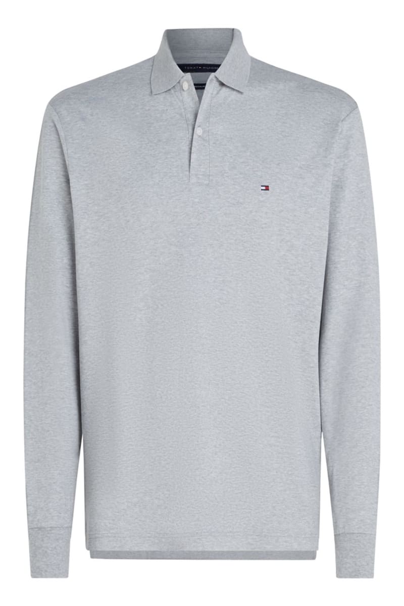 Tommy Hilfiger 37317 Liquid Cotton Long Sleeve Regular Fit Polo Shirt Light Grey Heather
