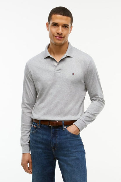 Tommy Hilfiger 37317 Liquid Cotton Long Sleeve Regular Fit Polo Shirt Light Grey Heather