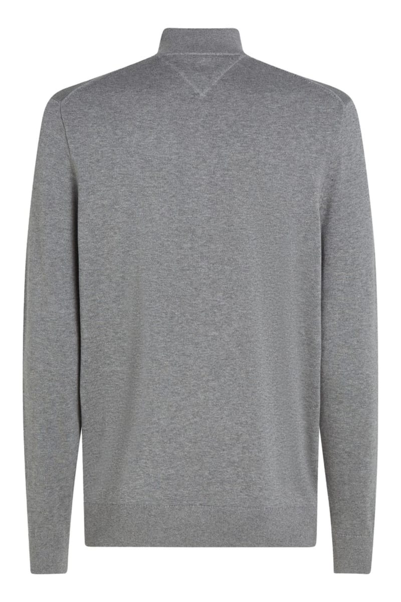 Tommy Hilfiger 37331 Regular Fit Essential Cotton Quarter Zip Mock Neck Jumper Medium Grey Heather