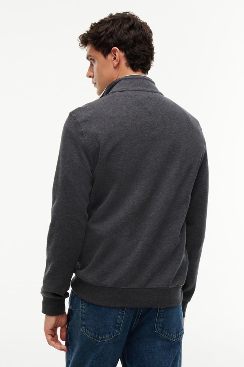 Tommy Hilfiger MW0MW40042 Regular Fit French Rib Cotton Quarter Zip Jumper Charcoal Heather