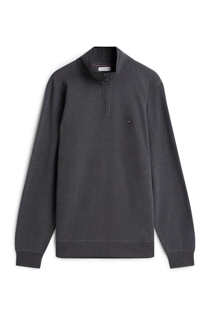 Tommy Hilfiger MW0MW40042 Regular Fit French Rib Cotton Quarter Zip Jumper Charcoal Heather