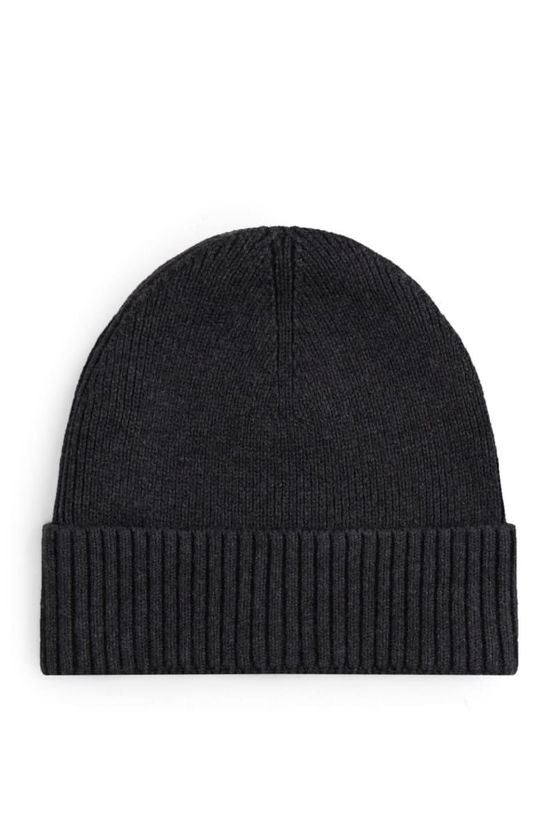 Tommy Hilfiger Flag Pima Cotton Cashmere Beanie in Charcoal Grey