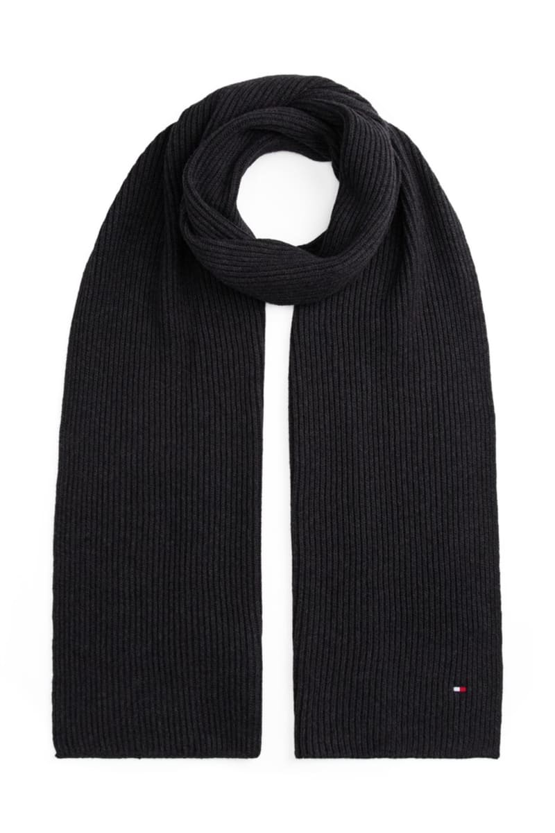 Tommy Hilfiger Flag Pima Cotton Cashmere Scarf in Charcoal Grey