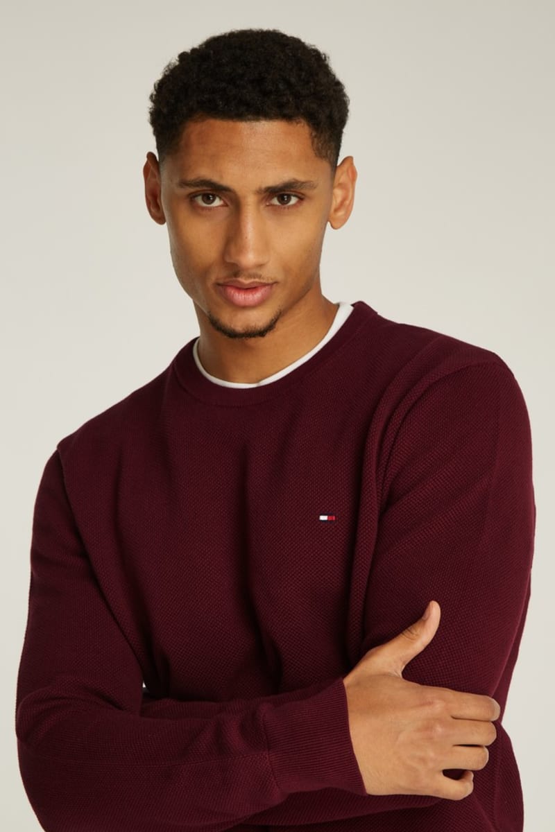 Tommy Hilfiger 36347 Essential Structure Crew Neck Jumper Burgundy