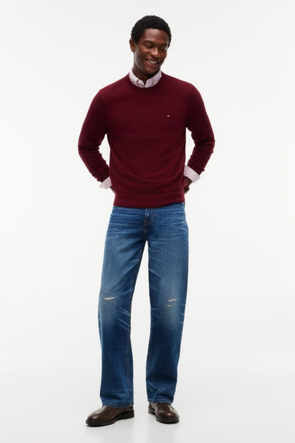 Tommy Hilfiger 36347 Essential Structure Crew Neck Jumper Burgundy
