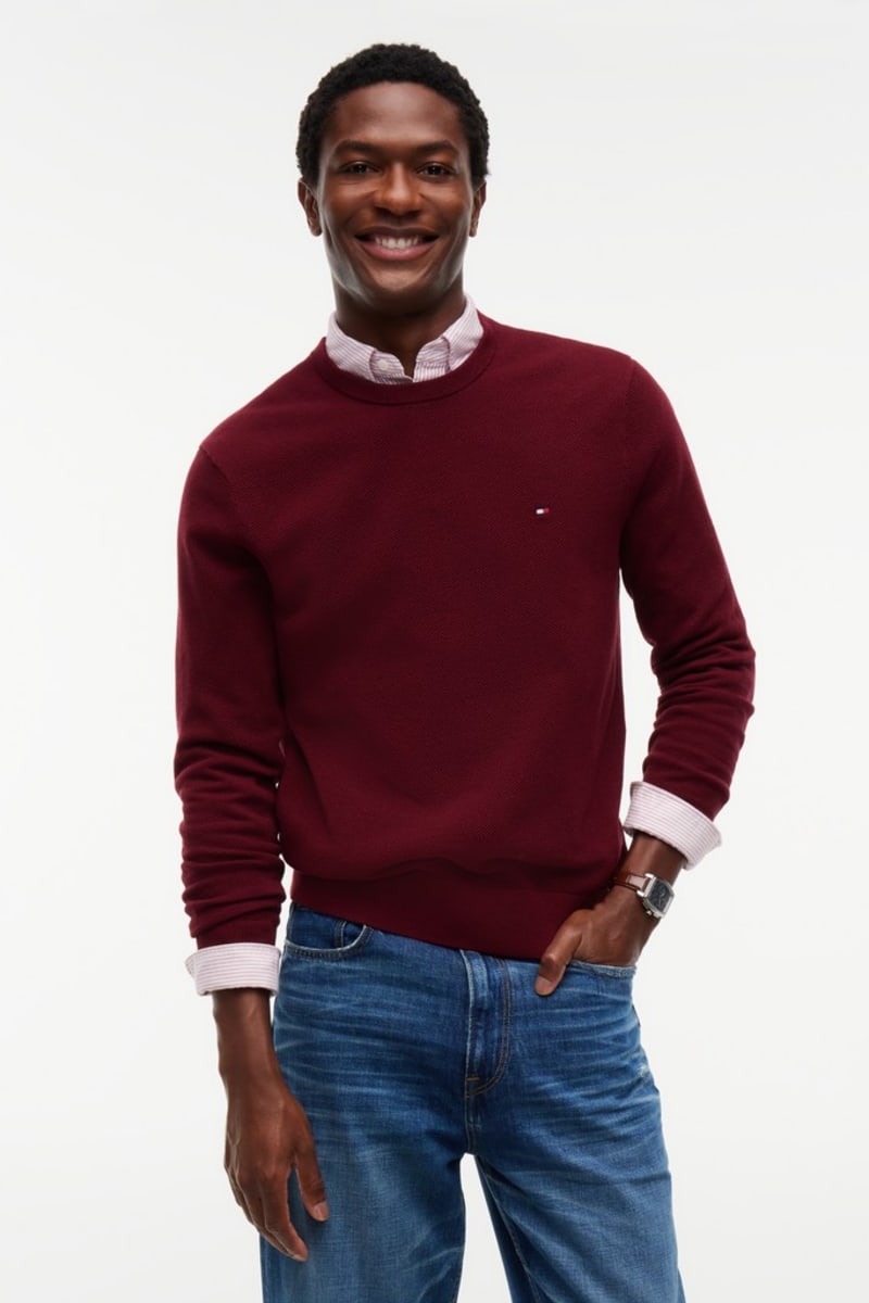 Tommy Hilfiger 36347 Essential Structure Crew Neck Jumper Burgundy