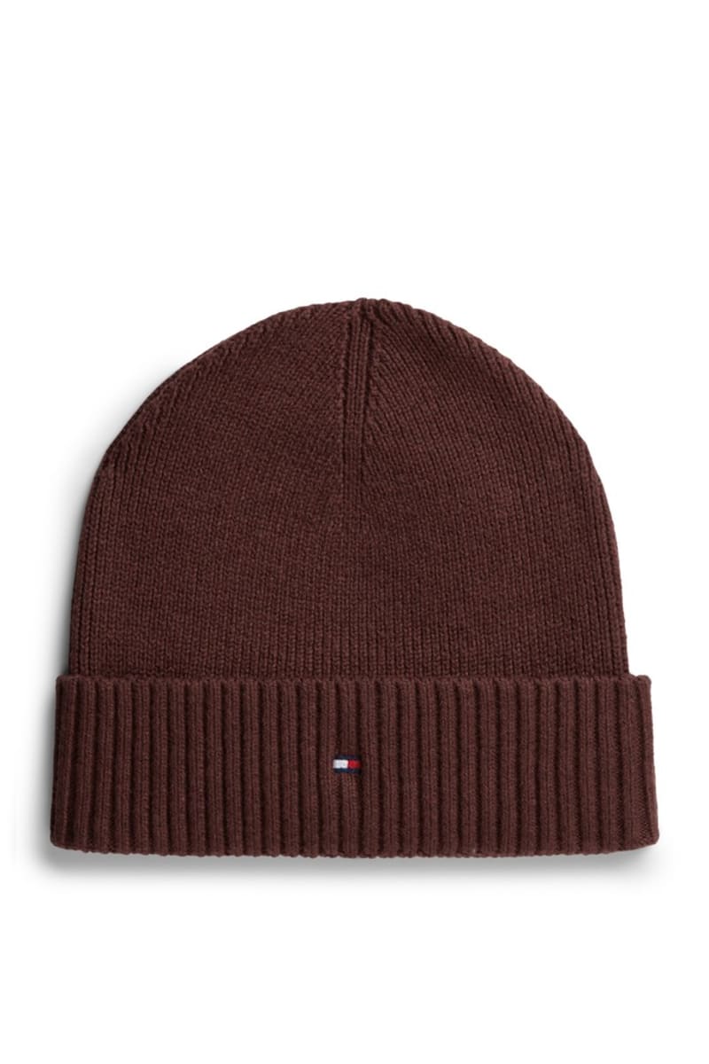 Tommy Hilfiger Flag Pima Cotton Cashmere Beanie in Red Wine