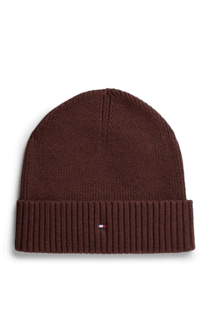 Tommy Hilfiger Flag Pima Cotton Cashmere Beanie in Red Wine