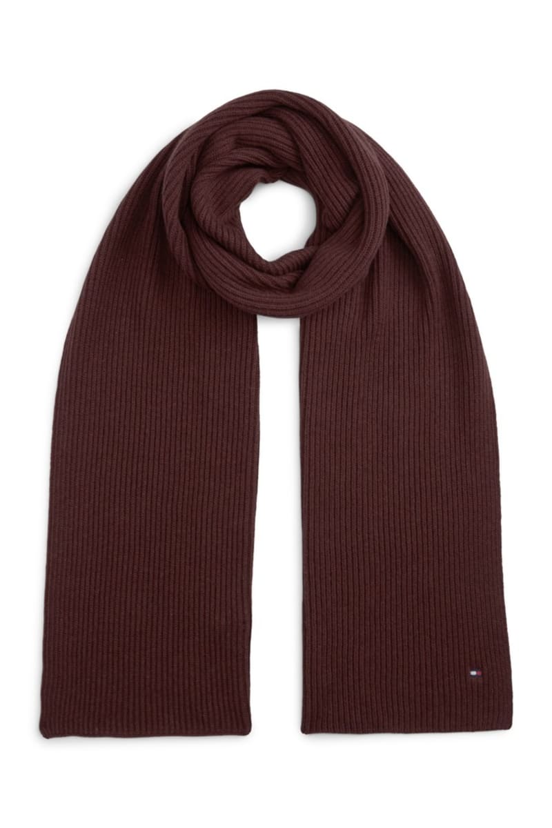 Tommy Hilfiger 12847 Flag Pima Cotton Cashmere Scarf Red Wine