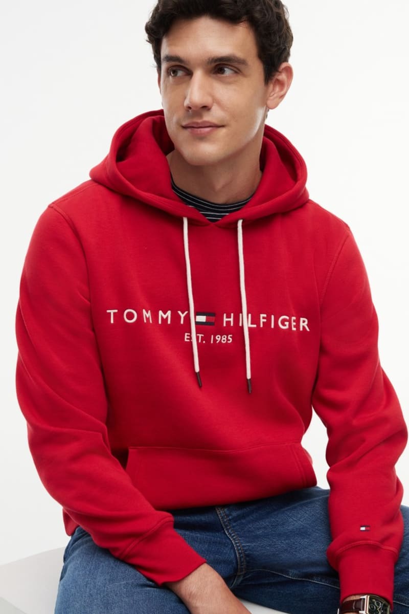 Tommy Hilfiger 11599 Logo Hoodie Medium Red