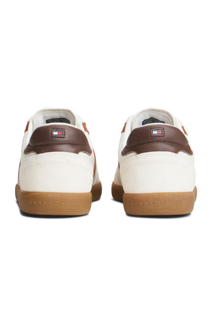 Tommy Hilfiger FM0FM06068 Tribeca Leather Mixed Texture Trainers Ecru