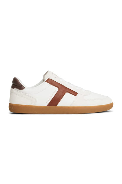 Tommy Hilfiger FM0FM06068 Tribeca Leather Mixed Texture Trainers Ecru