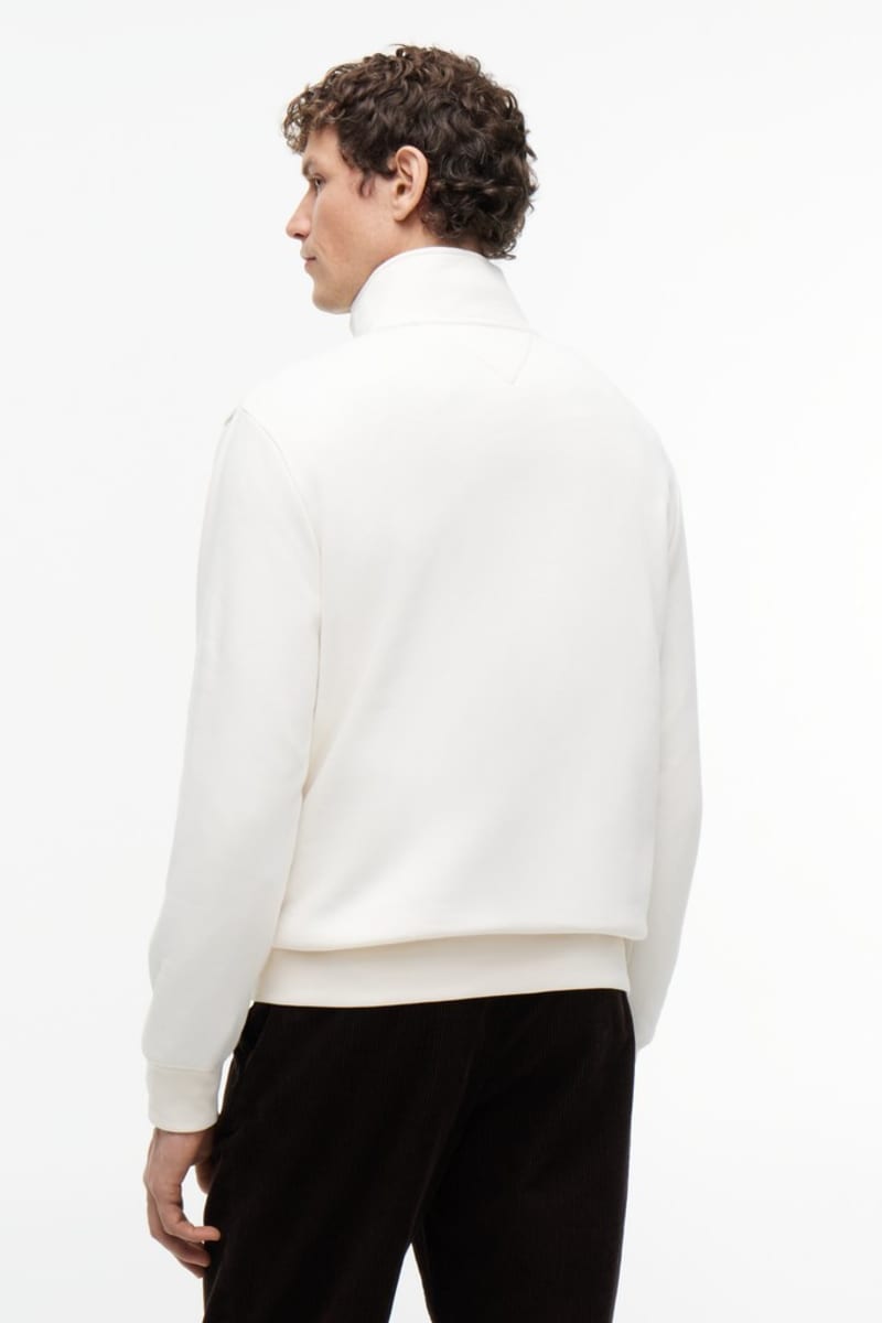 Tommy Hilfiger 20954 Regular Fit Logo Half Zip Mock Neck Sweatshirt Ivory Petal