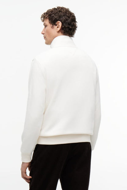 Tommy Hilfiger 20954 Regular Fit Logo Half Zip Mock Neck Sweatshirt Ivory Petal