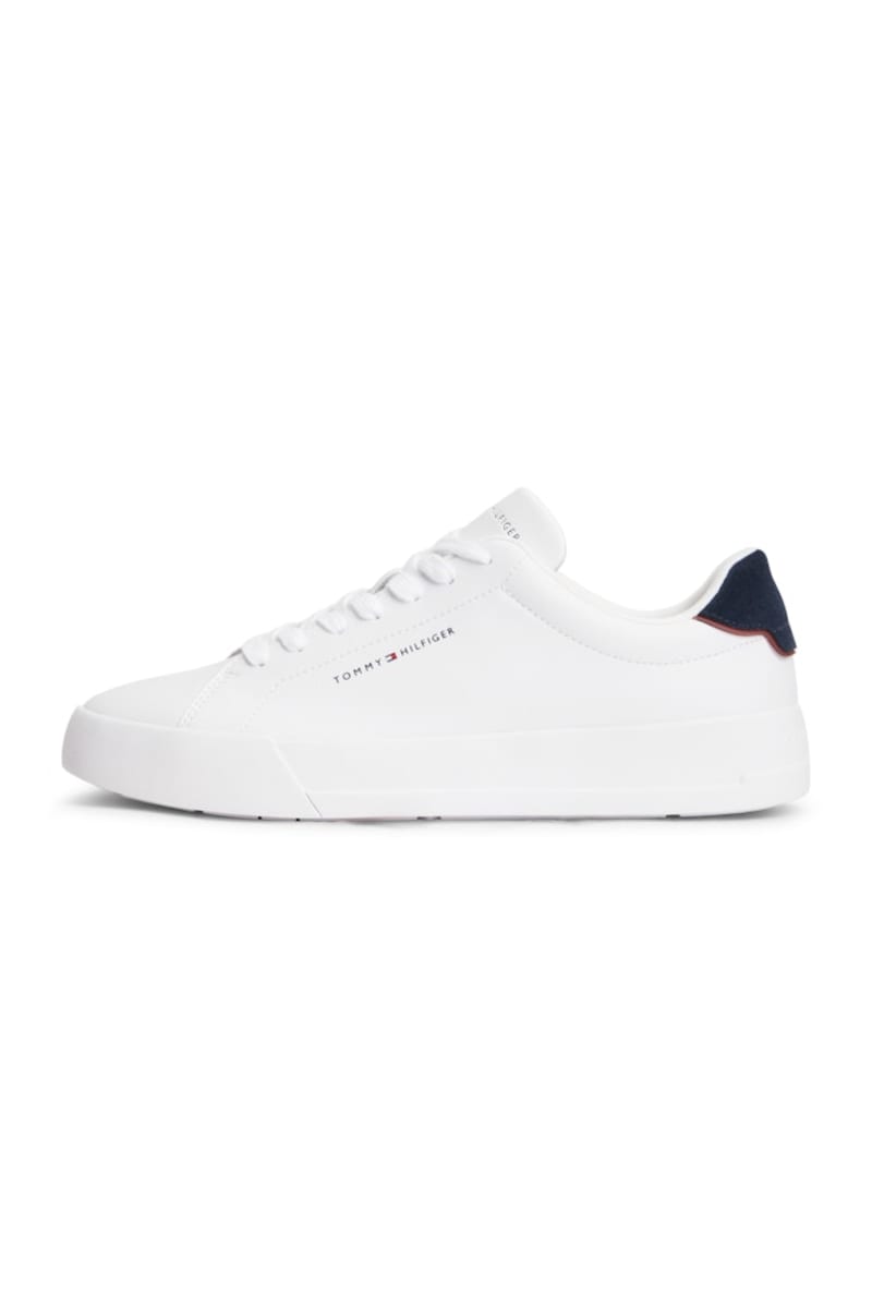 Tommy Hilfiger 5367 Pebble Grain Court Leather Sneakers White and Navy