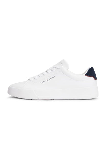 Tommy Hilfiger 5367 Pebble Grain Court Leather Sneakers White and Navy