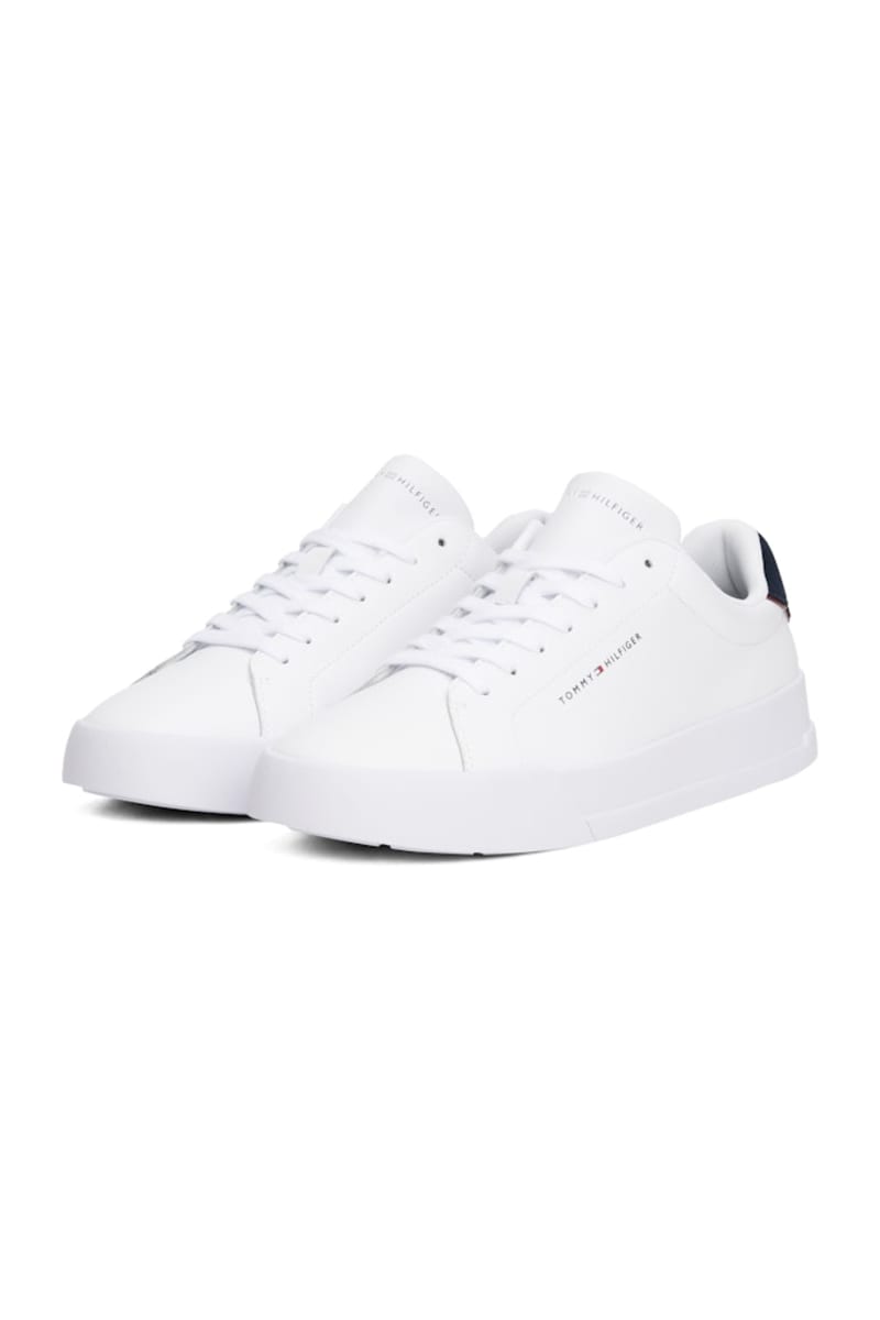 Tommy Hilfiger 5367 Pebble Grain Court Leather Sneakers White and Navy