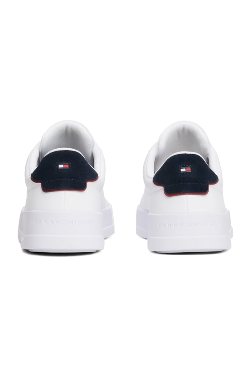 Tommy Hilfiger 5367 Pebble Grain Court Leather Sneakers White and Navy