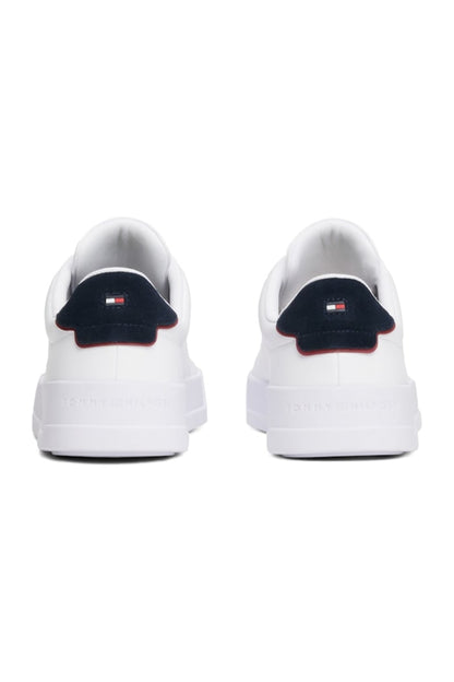 Tommy Hilfiger 5367 Pebble Grain Court Leather Sneakers White and Navy