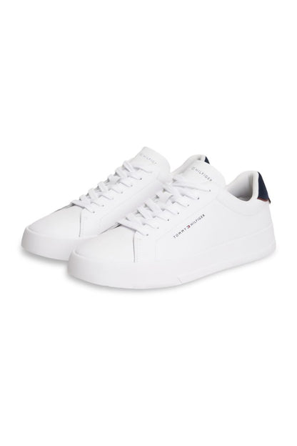 Tommy Hilfiger 5367 Pebble Grain Court Leather Sneakers White and Navy
