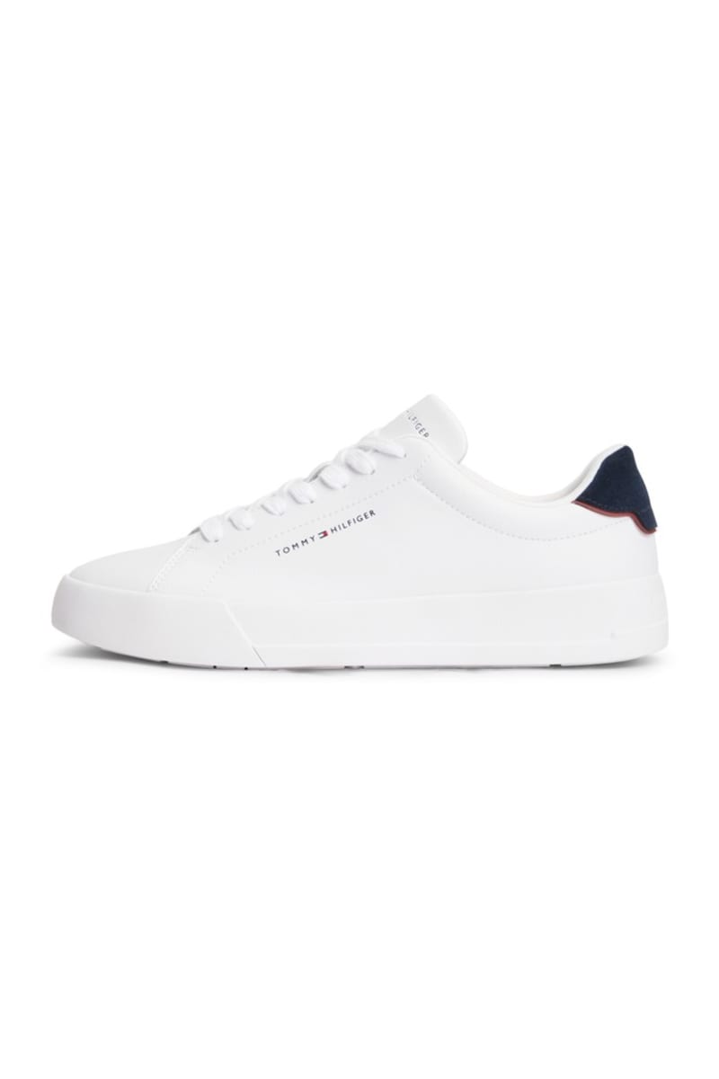 Tommy Hilfiger 5367 Pebble Grain Court Leather Sneakers White and Navy