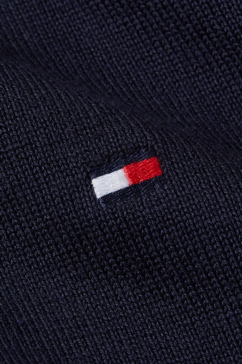 Tommy Hilfiger Essential Cotton Zip Mock Neck Jumper Navy Blue