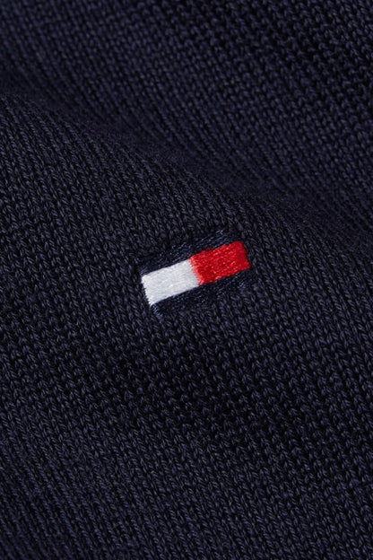 Tommy Hilfiger Essential Cotton Zip Mock Neck Jumper Navy Blue