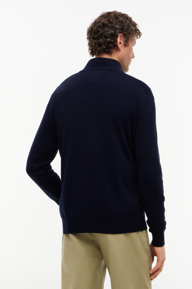 Tommy Hilfiger Essential Cotton Zip Mock Neck Jumper Navy Blue